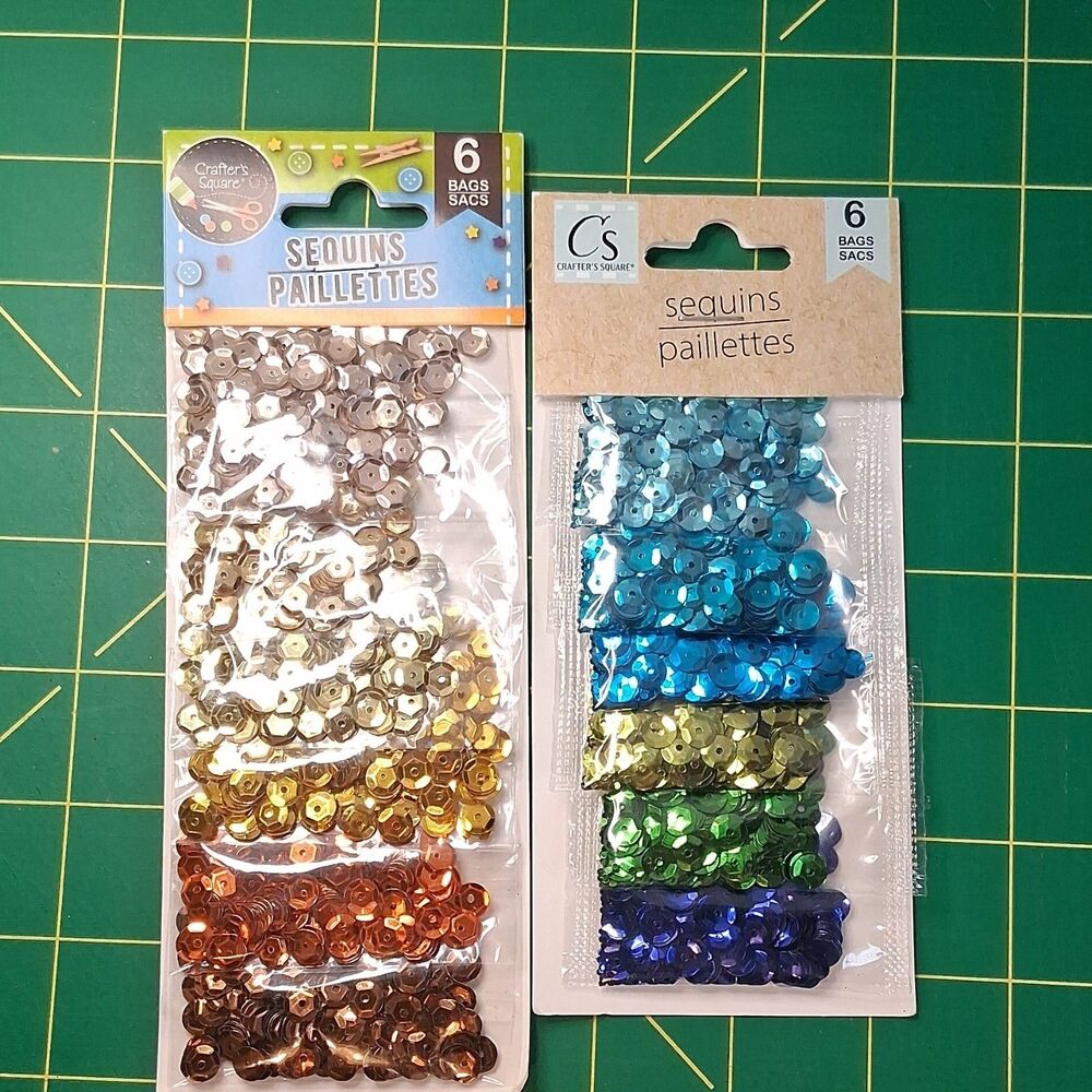 Crafter's Square Sequins Paillettes 6 Bags Assorted Gold Silver Bronze